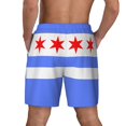 thumbnail image 2 of Mens Chicago Flag Style Swimming Trunks with Compression Liner Beach Quick Dry Swim Shorts, 2 of 6