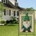 thumbnail image 4 of St. Patrick's Day Yard Flags Holiday Outdoor Flag Gnome Green Lucky Clovers Outdoor Flags 28''×40'' Linen Vertical Double Sided Garden Flag for Home,Garden Decorations, 4 of 6