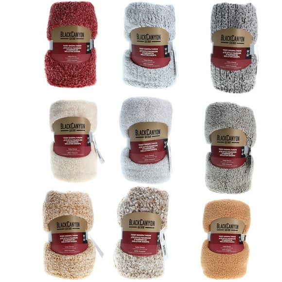 BlackCanyon Outfitters Super Soft Boucle Teddy Throw Blanket TDBKPTTH Fuzzy Fleece Blanket Couch Faux Fur 50 Inch x 60 Inch