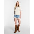 thumbnail image 2 of Kacey Lee Women's Giddy Up Graphic Ringer Tee with Short Sleeves, Sizes XXS-XXL, 2 of 5