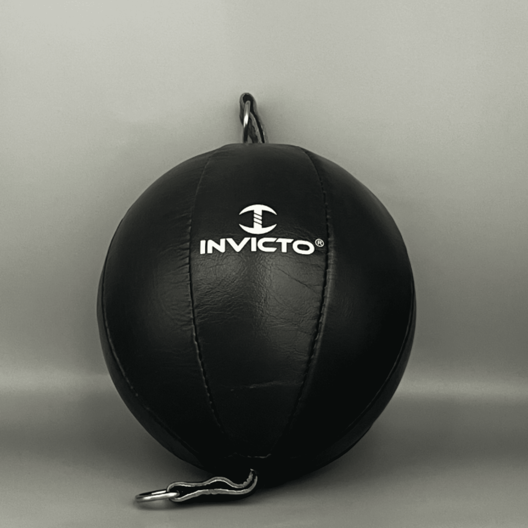 Invicto Double-Ended Speed Bag - Premium Leather, Black & White, Perfect for Boxing and MMA Training