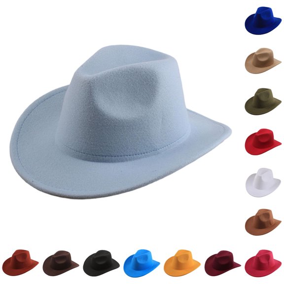 LIUYUNNN Little Boys Cowboy Hat Stylish Cowboy Hat Western Wool Mid Brim Performance Hat For Outdoor Casual Wear Ethnic Folk Design, One Size