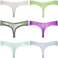 thumbnail image 3 of Curve Muse 6 Pack Womens Sexy Assorted Low Rise Thongs V-G Strings Panties-PACKA-S, 3 of 7