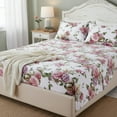 thumbnail image 2 of DaDa Bedding Romantic Roses Lovely Spring Pink Floral Garden Flat Bed Sheet Only w/ Pillow Cases (JHW879-Flat), 2 of 9