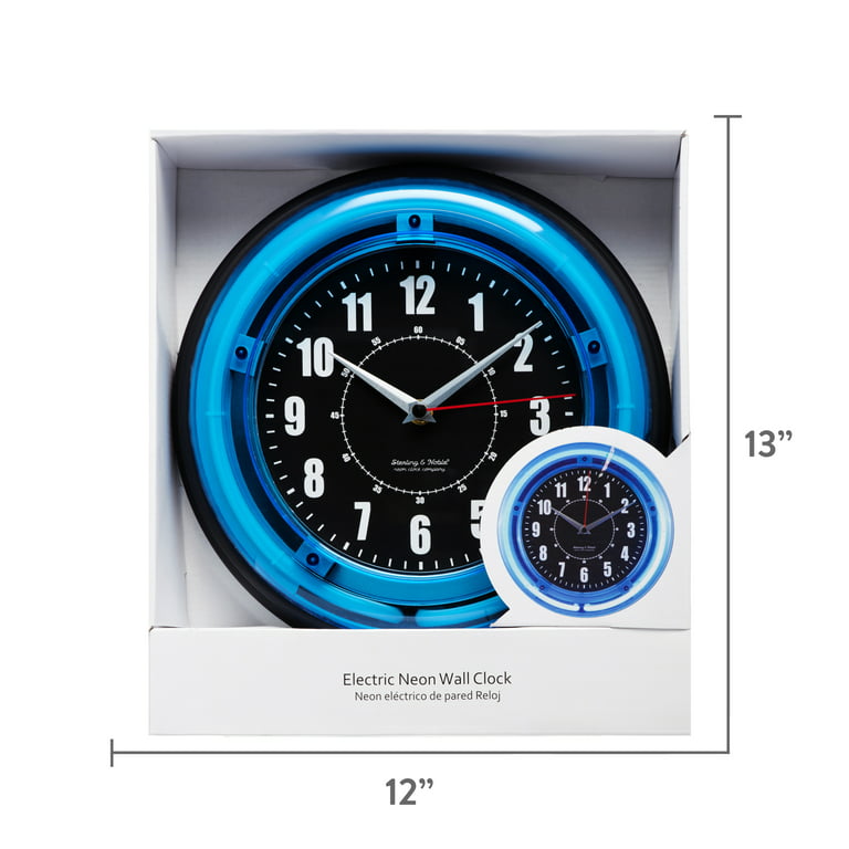 Sterling and Noble 11 Vibrant Blue Neon Analog Wall Clock