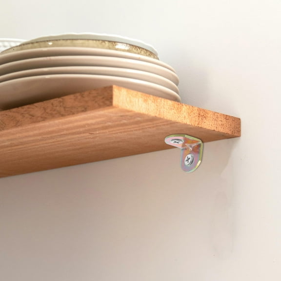 AURARMLET 30Pcs Heavy Duty L Brackets Metal Shelf Brackets Golden Stainless Steel for Cabinet Bookshelf Modern Minimalist Design