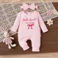 thumbnail image 2 of Gerichy Newborn Preemie Baby Girl Coming Home Outfit Letter Print Jumpsuit Long Sleeve Ruffle Cute Knit Jumpsuit Romper with Headband 0-6 Months, 2 of 7