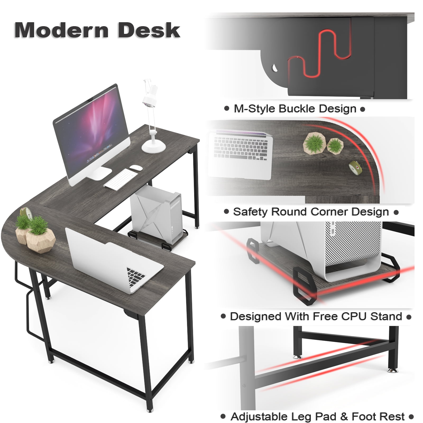 ergonomic l desk