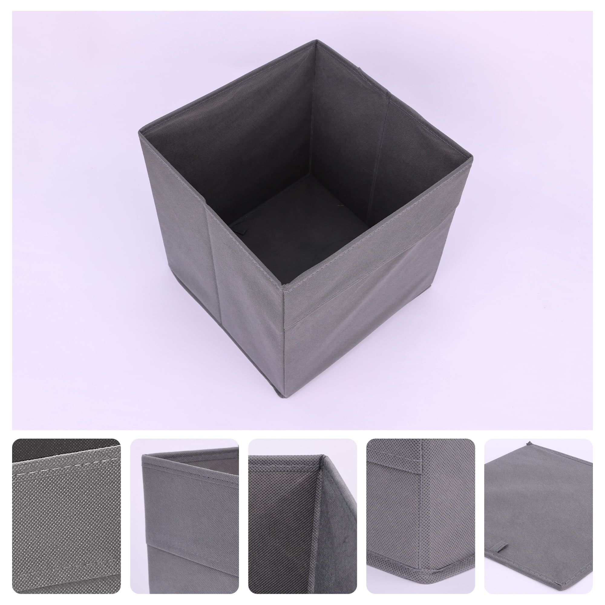 Unique Bargains Fabric Storage Cube Storage Bin Storage Basket Grey 11*10.5*10.5in