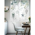 thumbnail image 3 of Jellyfish Starfish Shells Sheer Curtains 63 Inch Long 2 Panels, Green Leaf Summer Ocean Light Filtering Rod Pocket Curtains, Sheer Voile Drapes for Living Room Bedroom, 52"x63", 3 of 8