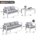 thumbnail image 5 of Tolead 5-Piece Outdoor Aluminum Patio Dining Set with 2 Armchairs, White, 5 of 8