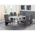 thumbnail image 2 of White Marble 7 piece Dining Set with Silver Stainless Steel Base, 2 of 4