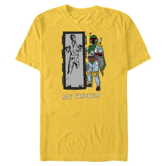 Star Wars Boba Fett Han Solo in Carbonite “Say Freeze” Funny - Short Sleeve Blended T-Shirt for Adults - Customized-Yellow