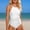 White, variant on Solid Color One Piece Swimsuit for Women Padded Open Back Conservative Slim Fit Bathing Suit Red M