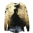 thumbnail image 4 of Lcziwo Witch Sweaters for Women Happy Halloween 2025 Fall Fashion Outfits Long Sleeve Round Neck Loose Tops Witch Print Horror Movie Pullover Coffee,M, 4 of 6