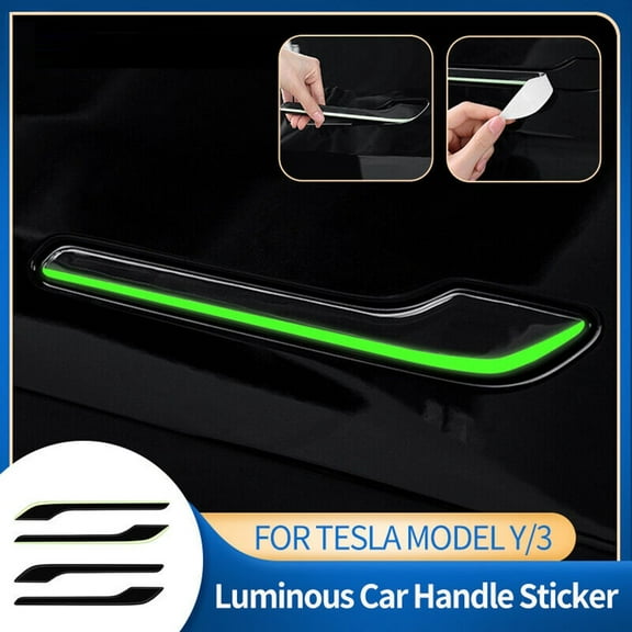 4pcs For Tesla Model 3 Y Accessories Carbon Fiber Door Handle Cover Sticker Decal