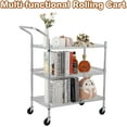 thumbnail image 2 of Luku 3-Tier Heavy Duty Utility Cart - Commercial Grade Steel Rolling Cart with Wheels & Handle, NSF Listed Multi-Purpose Shelf for Kitchen, Storage or Retail Display, 2 of 7