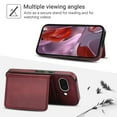 thumbnail image 3 of 2 in 1 Detachable Magnetic Phone Cases Compatible with Google Pixel 9a, with Credit Card Holder, Classic Durable Premium PU Leather Kickstand Rugged Flip Cover for Women Men, Winered, 3 of 6
