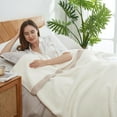 thumbnail image 6 of Chenille Waffle Knit Throw Blanket Reversible Bedding Blanket, 90"x90", Ivory, 6 of 7