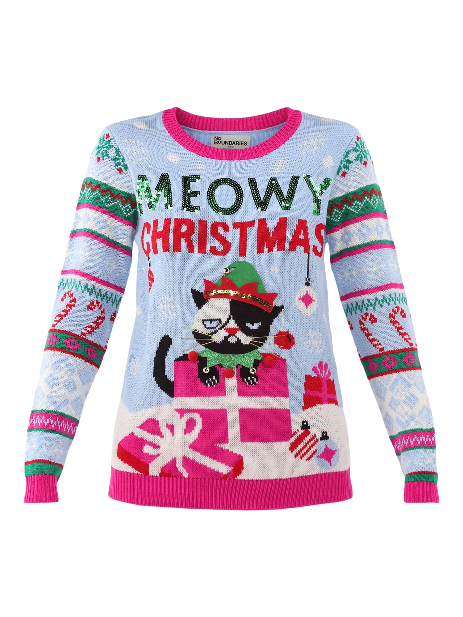 No Boundaries Christmas Sweater, Women's and Women's Plus