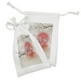 thumbnail image 2 of Cherry Blossom Fabric Pouch Set of 2, Japanese Folkloric Themed Sakura Tree, Small Drawstring Bag for Toiletries Masks and Favors, 9" x 6", Grey Yellow DArk Coral, by Ambesonne, 2 of 2