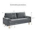 thumbnail image 6 of 70" Modern Velvet Loveseat Sofa Couch,Mid-Century Tufted Upholstered Small Love Seat Couch with 2 Pillows for Compact Space,Living Room,Apartment,Grey, 6 of 7