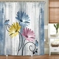 thumbnail image 4 of Rustic Farmhouse Shower Curtain, Farm Blue Daisy Floral Flowers and Butterfly on Country Wooden Shower Curtain for Bathroom, Turquoise Pink Yellow Bathroom Shower Curtains with 12PCS Hooks, 70X70IN, 4 of 6