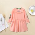 thumbnail image 5 of Odeerbi Girls Dresses Toddler Girls Clothes 2025 Casual Spring Fall Winter Cotton Long Sleeves Striped Lapel Embroidery T-shirt Dress Clothes Pink 4-5 Years, 5 of 7