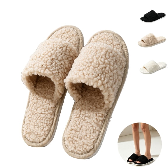 Mfakffe Womens Ultra-Soft Fuzzy Open Toe Cushioned Slippers Crossband Upper & Memory Foam Insole for Cozy Non-slip Walking Shoes