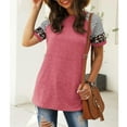 thumbnail image 5 of TEMOFON Women's Tshirts Short Sleeve Shirts for Women Trendy Color Block Leopard Striped Print Cute Shirts Casual Tunic Tops Pink, 5 of 7