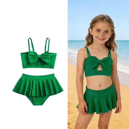 2 Piece Swimsuit for Girls Bikini Beach Girls Bow Swimsuit Summer Swimsuit Little Girl Swimsuit Size 9-10 Years