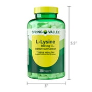 Spring Valley L-Lysine Dietary Supplement Tablets for Tissue Health, 500 mg, 250 Count