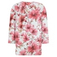 thumbnail image 4 of PuLe Women's Top Women's Casual 3/4 Sleeve T-Shirts Trendy 2024 Floral Gradient Graphic Blouses Casual V Neck Tops Work Tees Blouses, 4 of 4