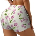 thumbnail image 2 of Wukai Tulips Flowers Print Pack Biker Shorts for Women Yoga Workout Gym Running Scrunch Active Shorts-Small, 2 of 8