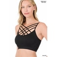 thumbnail image 3 of TheLovely Women & Plus Comfort Seamless Crisscross Front Strappy Bralette Sports Bra Top with Removable Pads, 3 of 5