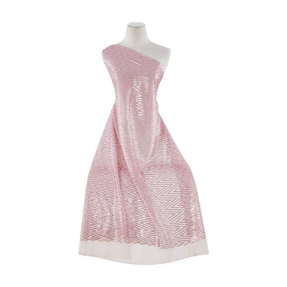 Zelouf Chevron Mini Matte Seq On Tulle , Sewing, DIY, Crafts Fabric by the Yard, Soft Pink, 3 Yard