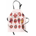 thumbnail image 1 of Lips Apron, Closeup Fleshy Lips Biting Strawberry Pierced Tongue Teeth with Braces Juicy Fruits, Unisex Kitchen Bib with Adjustable Neck for Cooking Gardening, Adult Size, Multicolor, by Ambesonne, 1 of 4