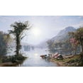 thumbnail image 2 of Cropsey, Jasper Francis 32x21 Black Ornate Wood Framed with Double Matting Museum Art Print Titled - Autumn Lake, 2 of 4
