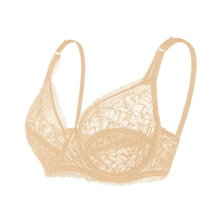 Summer Savings  Women s Plus Size Bra  Comfortable Breathable  Solid Color Lace Push-Up  Casual Underwear  Supportive Seamless  For Daily Wear  Nursing Friendly  Ladies Bras | Beige 42  Sopatenor