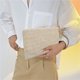 thumbnail image 1 of Mujer Bolso de mano de paja tejido para verano con cierre de cremallera, bolso casual portátil para playa, vacaciones y uso diario, beige o caqui, 1 of 6