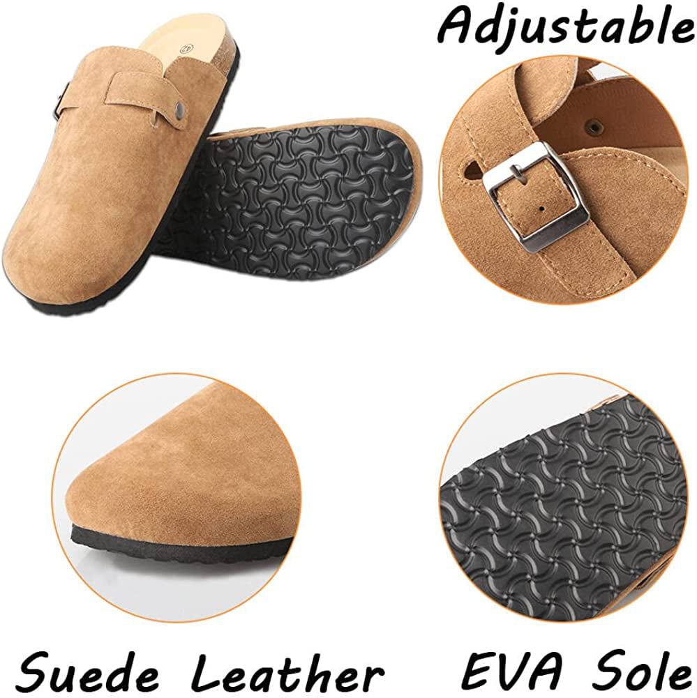 Unisex Cork Slippers,Soft Clogs Shoes for Women Men,Clogs-Mules House  Slipers with Arch Support and Adjustable Buckle 