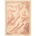 thumbnail image 2 of Pieter Tanjé 19x24 Black Ornate Framed Double Matted Museum Art Print Titled: Andromeda, After Agostino Carracci (18th Century), 2 of 5