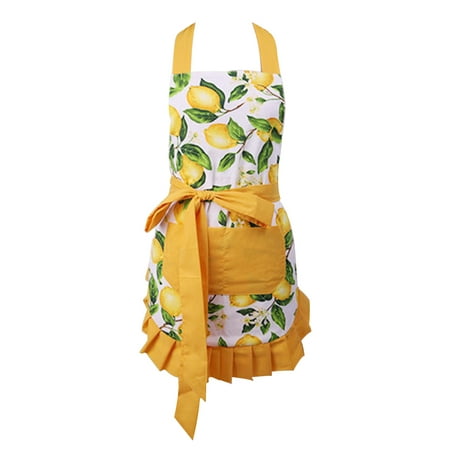 

Ekeka New Arrivals Anti Dirt Cafe Comfortable With Pocket Thick Lemon Kitchen Apron Gift Polyester