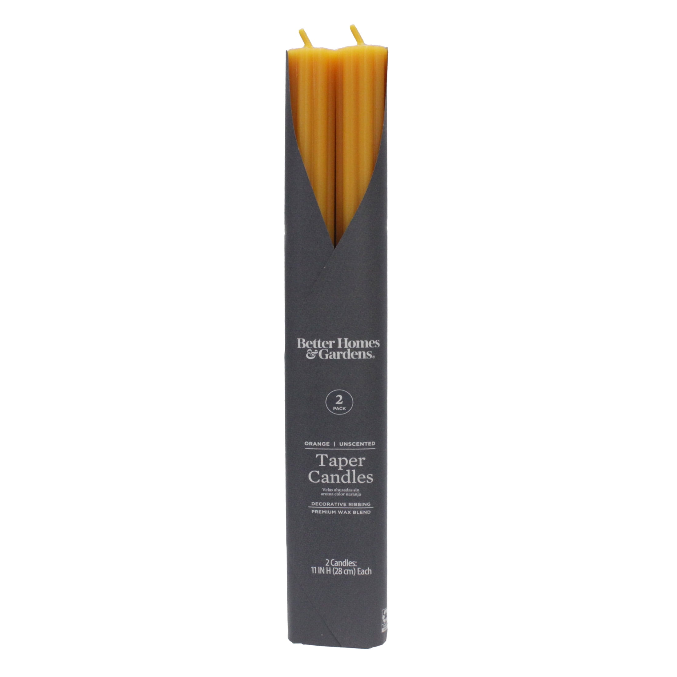 (3 pack) Better Homes & Gardens Unscented Taper Candles, Orange, 2-Pack, 11 Inches Height