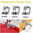 thumbnail image 4 of 9 Sizes Rolled Hem Presser Foot, Wide Rolled Hem Foot Set & Narrow Hemmer Foot Set for All Low Shank Snap-On Singer, Brother, Babylock, Euro-Pro, Janome, Kenmore, White, Elna S, 4 of 6