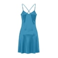 thumbnail image 4 of Aimik Nightgown Dress for Women Summer Solid Color Bedroom Mini Dress Knee Length Glossy Soft Sleepwear Slip Dress, 4 of 6