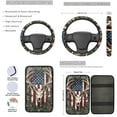 thumbnail image 3 of Yuyamidu Deer Car Seat Cover Full Set of 13 American Flag Steering Wheel Cover Seat Belt Cover Coaster Center Console Cover Key Chain Auto Interior Sets, 3 of 6
