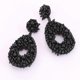 thumbnail image 1 of Pendientes colgantes bohemios con forma de ojo, aretes bohemios con borlas y flecos grandes para mujer, O, E1119, color negro, 1 of 5