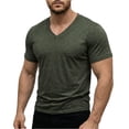 thumbnail image 2 of Uwinwear Men's V Neck T Shirts - Casual Stylish Fitted Stretch Tees Lightweight Breathable Lounge T-shirts Big and Tall Summer Tops,Dark Green,S, 2 of 4
