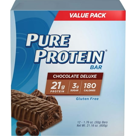 Pure Protein® High Protein Bar Chocolate Deluxe 1.76-Ounce Bar (Pack of 12), Protein Bars, 20 Grams of Protein, Gluten (Best Protein Bars To Eat)